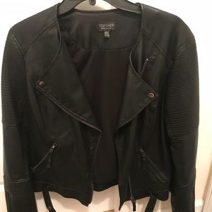 Black (faux) leather biker jacket